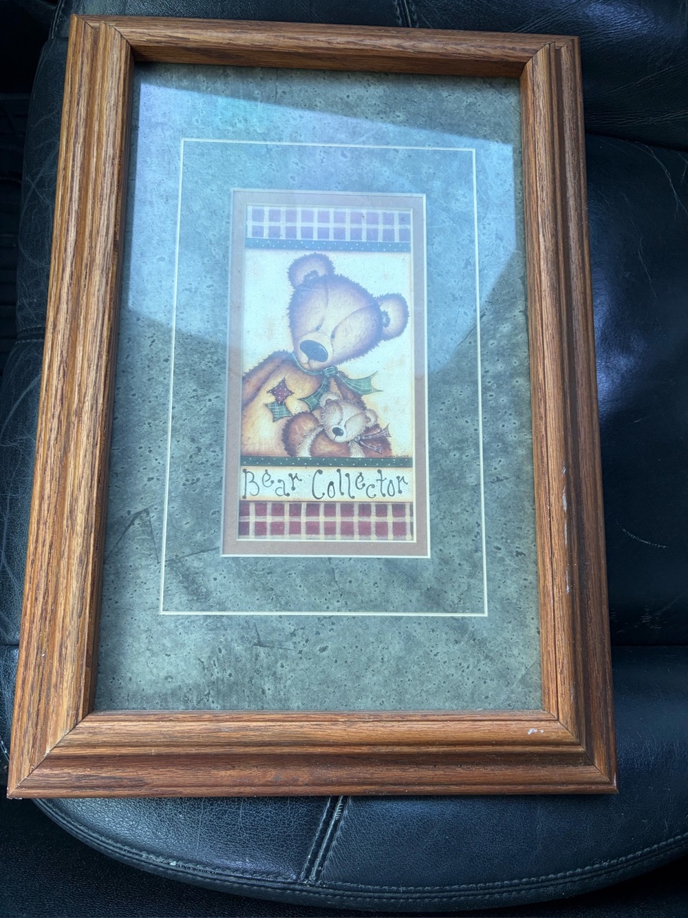 Vintage Teddy Bear Collector Framed Art Print Country Cottagecore 11x15
